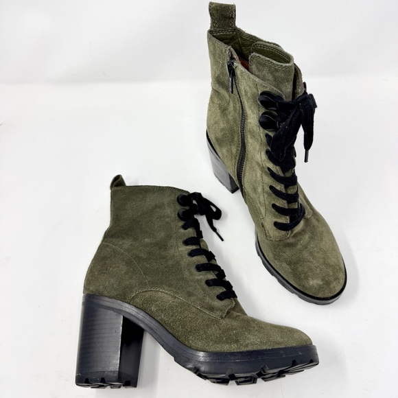 Frye Myra Lug Combat Boot in Olive Green